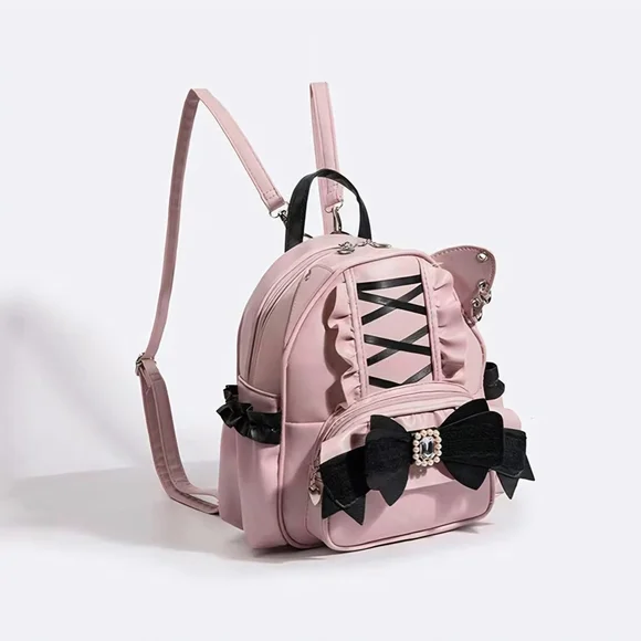 Kawaii Cat Ear Backpack – Pink Lolita Y2K Style - Picture 3 of 5
